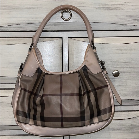 Burberry Beige Smoked Check Coated Canvas Brooklyn Hobo Women's Bag 2000-2017 - Picture 1 of 16